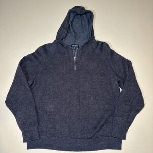 Peter‎ Millar Crown Crafted Hoodie Youth XXL Blue Linen Merino Wool Sweater Zip